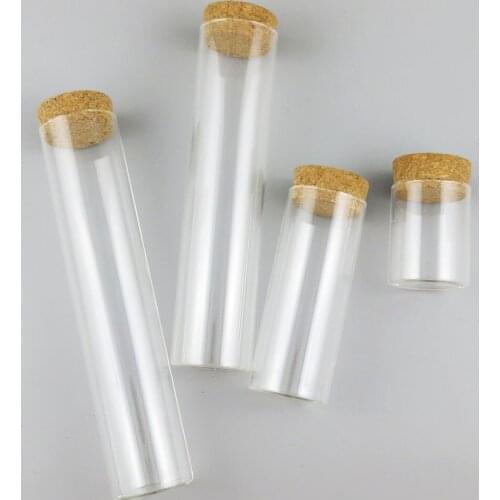 6 x 60ml 120ml 230ml 250ml Transparent Glass Tube with Wood Corks Gig Glass Wishing Bottle Lucky Bottle Candy Storage Tube