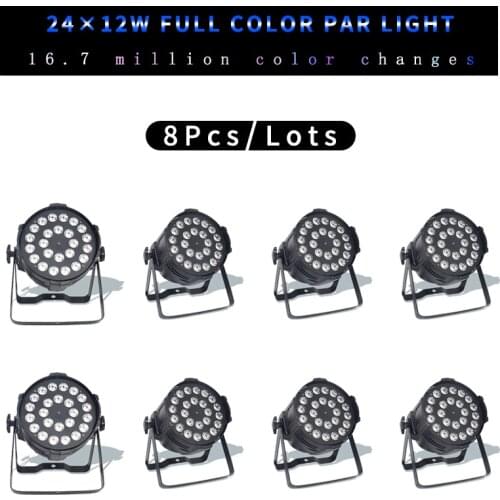 8pcs/lot 24x12w Light Aluminum LED Par 24x12W RGBW 4in1 LED Par Can Par 64 led spotlight dj projector wash lighting stage light