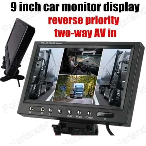 9 inch LCD Display Car Monitor For Reversing Camera 2-channel video input reverse priority car monitor display