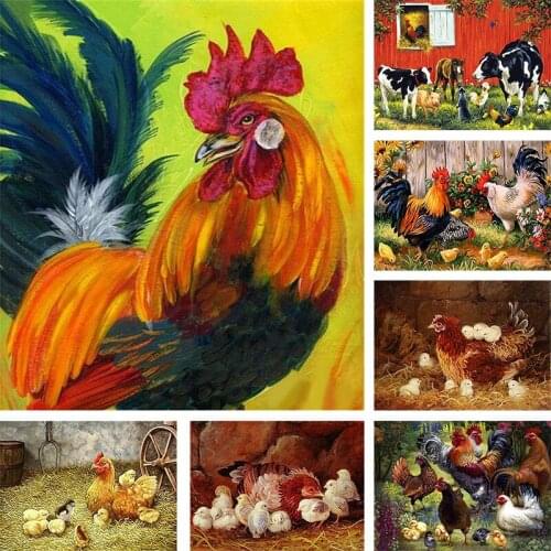 Hen Rooster 5D Diamond Painting Full Round Diamond Baby Craft Embroidery Cross Stitch Kit Rhinestone Mosaic Home Decor Gift