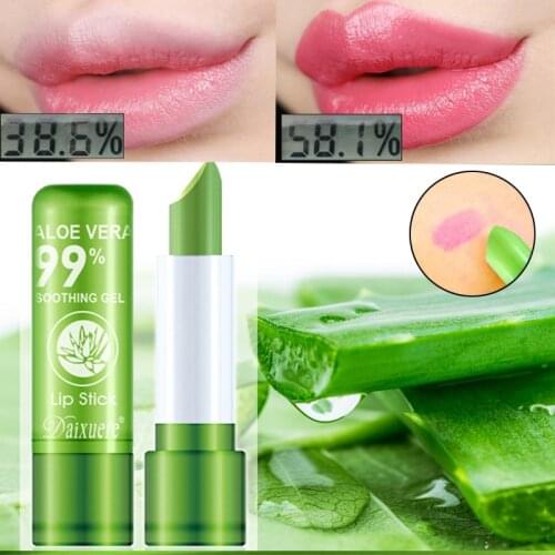 Aloe vera color changing lipstick is not easy to fade lipstick moisturizing moisturizing lasting color and moisturizing lip balm