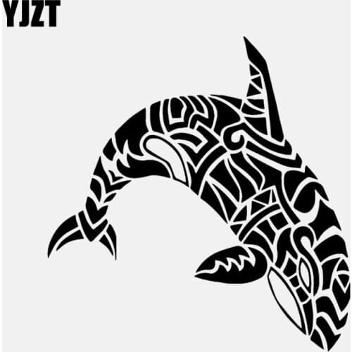 YJZT 14.9CM*15.5CM Car Sticker Dolphin Whale Fish Patterns Sea Ocean Vinyl Decal Black/Silver C24-0816