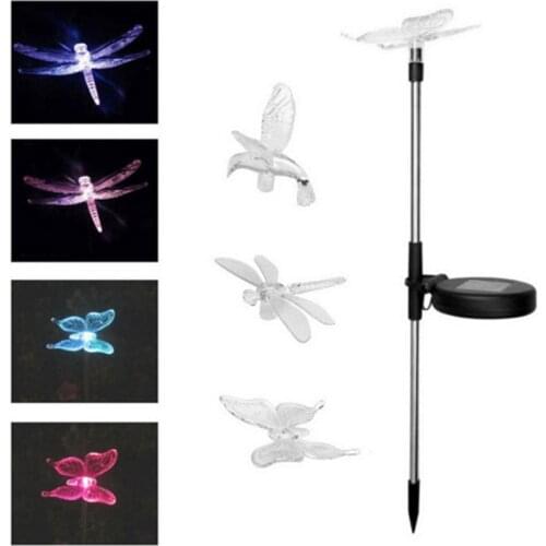 Butterfly Dragonfly Outdoor Solar Wall Lamp Waterproof Motion Sensor Garden Light Solar Powered Spotlight Sunlight Street Light