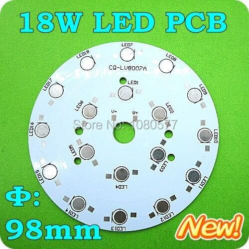 Freeshipping, 3pcs/lot, 98mm PCB for LED lamp, 18W high power PCB, 18W LED Aluminum base plate, 8007A PCB for DIY a LED lamp