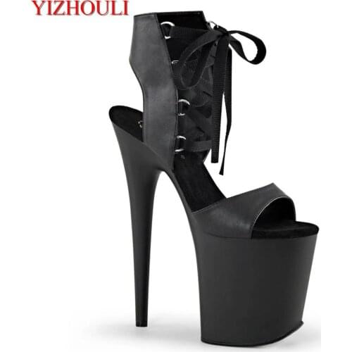 Lace-up vamp 20 cm, PU material 8 inch model stiletto heels, summer night club pole dancing ankle boots