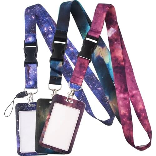 DZ1397 New Starry sky Key lanyard Car Keychain Personalise Office ID Card Pass Gym Mobile Phone Badge Key Ring Holder Jewelry