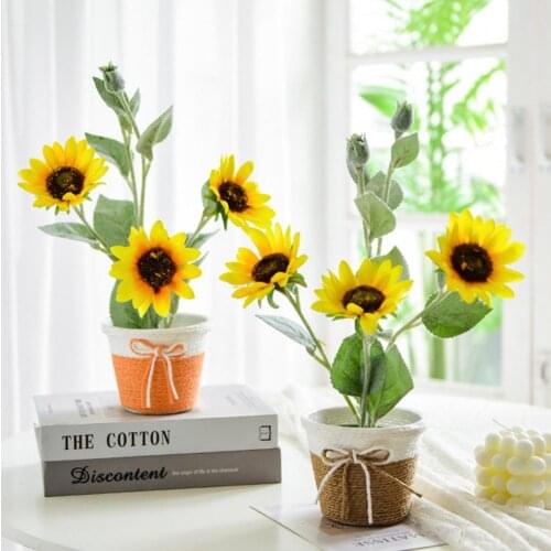 1 Bunch Artificial Sunflower Silk Flower Bouquet For Wedding Party Home Garden Decoration High Quality Simulation Fake Flowers