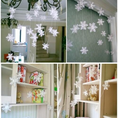 Frozen Party Supplies 3Meters Silver Snowflake Shape Paper Garland Christmas Wedding Decoration Scene New Year Decoration