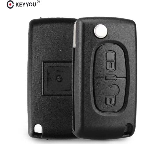 KEYYOU 2 Buttons Remote Flip Car Key Shell Case Fob For Peugeot 107 207 307 307S 308 407 607 Auto Key Case CE0536 HU83/VA2 Blade