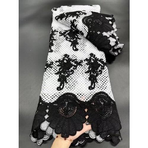 Black&white lace fabric cord laces for nigerian party guipure dentelle africain 2021 afrian lace fabric high quality 5yard