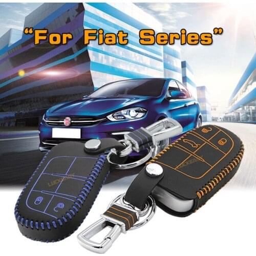 For fiat 2012 2013 2014 2015 Genuine Leather Car Key bagcase wallet holder key cover 2015 key Free shipping