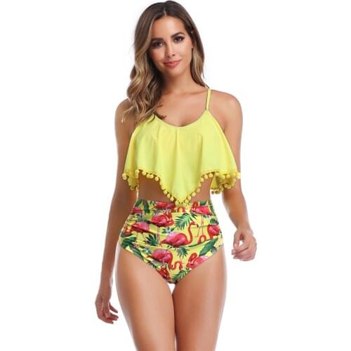 Women Plus Size Bikini Swimwear 2021 Sexy Retro Ruffle Bikini Set Floral Print Tankini Push Up Swimsuit Mujer Bathing Suit S-2XL
