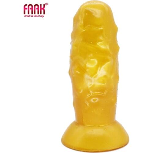 FAAK huge sex toys for anal sex golden butt plug with suction cup silicone Rough surface anal dildo women masturbate 2020 new