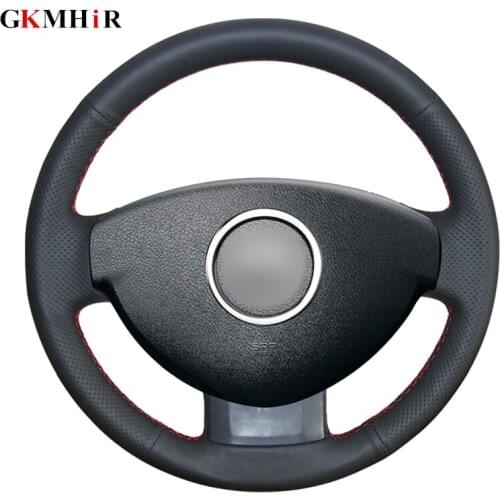 GKMHiR Steering Wheel Cover DIY Black Genuine Leather Car Steering Wheel Cover for Renault Duster Dacia Duster ZLXQSjh23n