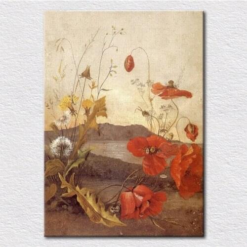 Fine gift canvas art craft yellow red white flowers oil painting print on canvas home decor supply