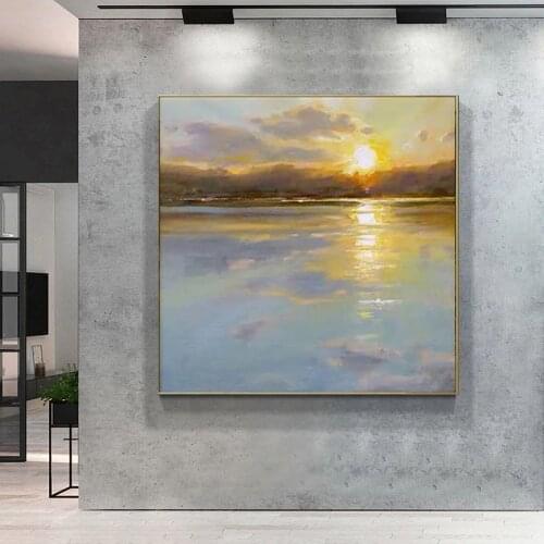 Modern Abstract Landscape Canvas Handmade Painting Pictures Posters And Sunset For Living Room Home Decoration Wall Art No Frame