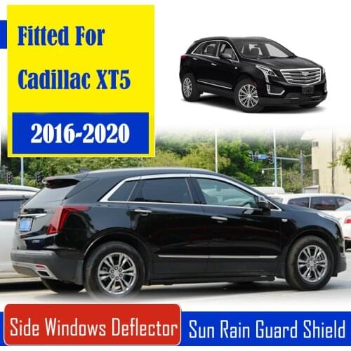 1 Set Chrome Side Vent Sun Shade Window Visors Rain Guard Deflectors For Cadillac XT5 2016-2020