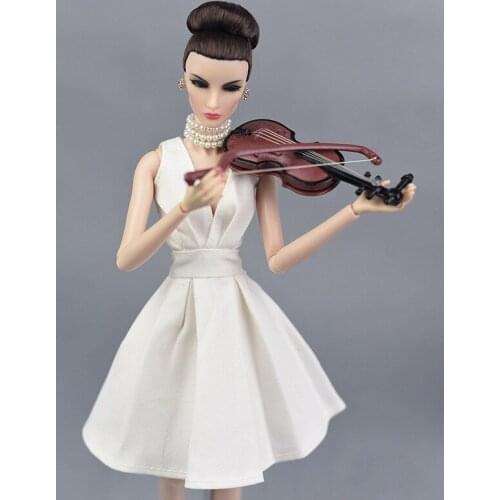 Doll 1/12 Scale Instruments Dollhouse Miniature Musical Guitar For Barbies Doll Accessories Christmas Childrens Day Girl`s Toy