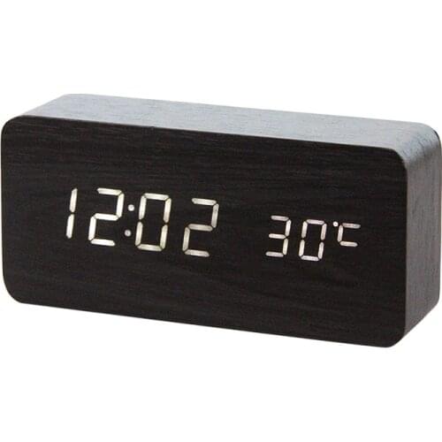 2021 Hot New LED Alarm Clock Watch Table Voice Control Wooden Digital Despertador Electronic Desktop USB/AAA Powered Decor Cute