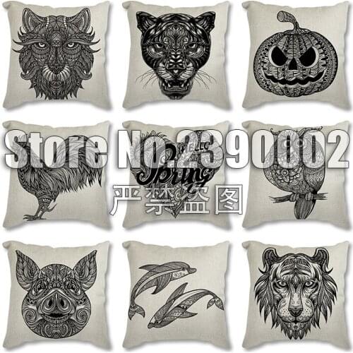 NEW Black line animals Cushion Cover Polyester Cotton Pretty Throw Pillows Decorative Covers for Sofa Couch Pillowcase Polyester
