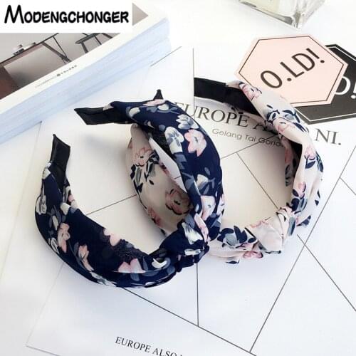Newnest Hair Hoop Top Knot Elastic Hair Band Turban Stripe Hair Bezel Headband For Women Girls Printing Flower Hair Accessories