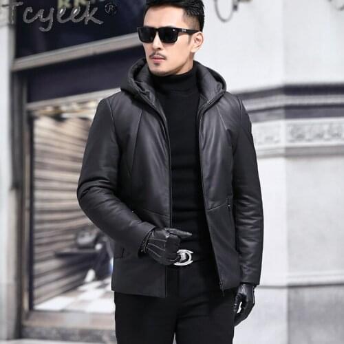 New Winter Real Leather Jacket Men Hooded Down Coat Sheepskin Coats and Jackets Mens Fashion Clothes Veste Homme 220