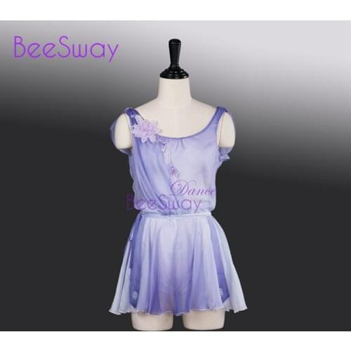 Professional Ballet Skirt Lilac Chiffon dance Stage Costume For Women Light Purple Attire Clothing Cupid ballet Dress