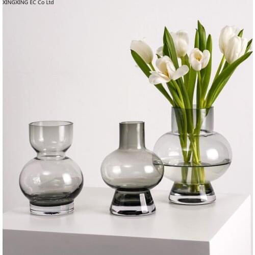 Modern Minimalist Transparent Glass Vase Ornaments Nordic Living Room Light Luxury Hydroponic Flower Arrangement Accessories