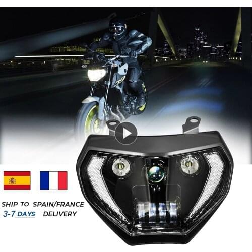 KEMiMOTO MT07 MT09 Headlight LED Lamp MT07 2018 2019 For YAMAHA Headlight MT09 FZ09 2014 2015 2016 DRL 110W