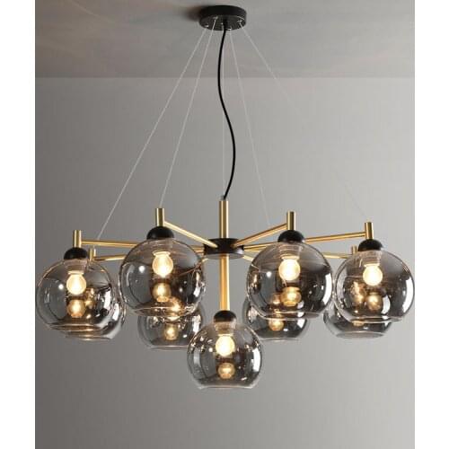 Post-modern living room led chandelier Nordic light luxury restaurant chandelier lighting simple glass bedroom bar hanging lamp