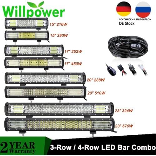 15 17 20 23 inch LED Work Light Bar Driving Off-Road Lamp 3/4-Rows LED Bar Boat Car Tractor Truck SUV ATV 12V 24V