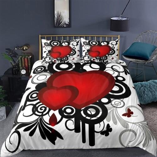 WOSTAR Love heart quilt cover single queen king size family soft cozy comforter bedding set home textiles for wedding decoration