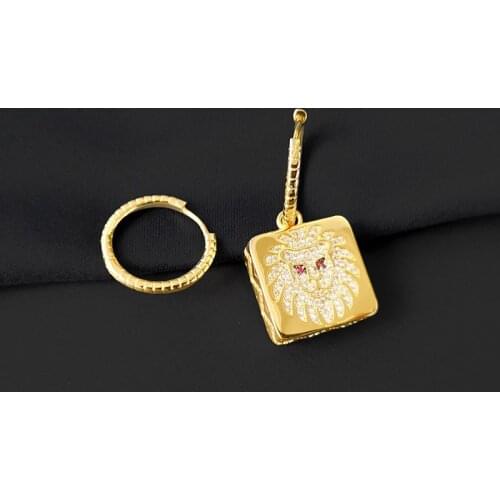 Fashion Punk Earrings For Women Gold Color Zirconia Lion Hoop Earring Valentines Day Christmas Gift Pendientes Mujer Zk30