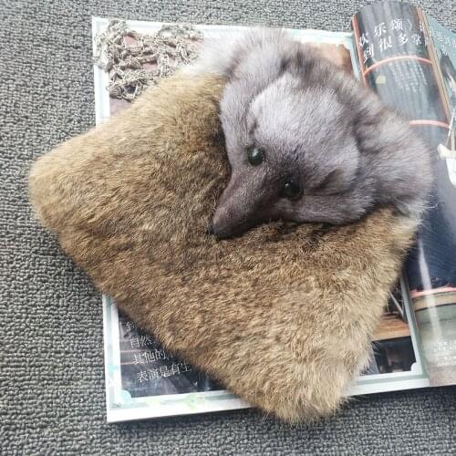 Women Real Rabbit Fur Bags With Real Fox Fur Head Small Genuine Fur Handbags Fashion Lovely Shoulder Cross-chain Female Bag