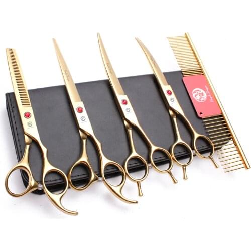 20Sets 7In. Wholesale Dog Shears Grooming Scissors Kit Staight Scissors Thinning Shears Dog Curved Shears Pet Scissors Set Z3002