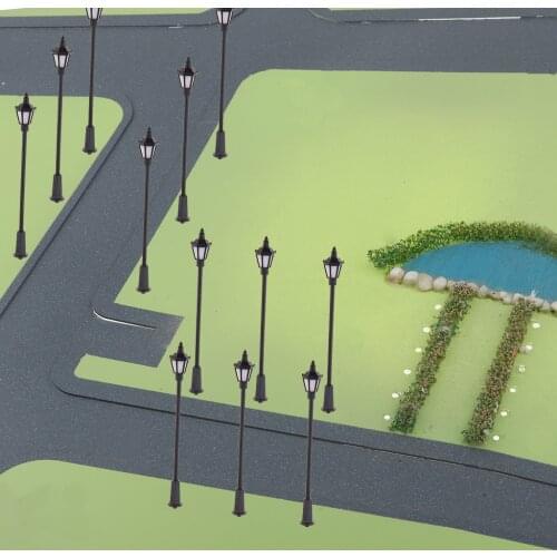20 Pieces 1:100 H0 Scale Miniature LED Street Lights 70mm Lamp Post for Model Park Scenery Garden Landscape Decorations