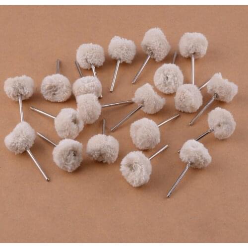 20pcs Dental Wool Grinder Brushes Polishing Flat Buffing Wheels for Rotary Tools 2.35mm Shank Machine Accessory