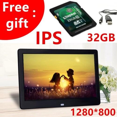 32G New10 inch Screen IPS Backlight HD 1280*800 Digital Photo Frame Electronic Album Picture Music Movie Full Function Good Gift
