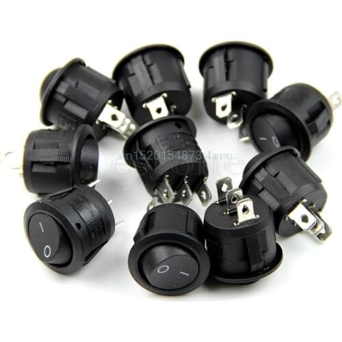5PCS Mini Round 3 Pin SPDT ON-OFF Rocker Switch Snap-in Black #L057# new hot