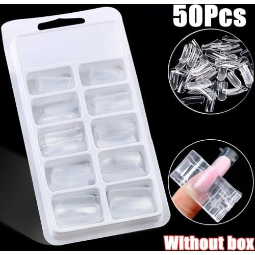 50pcs False Nails French Acrylic Half-Paste Full-Paste Manicure False Nails Tips Finger Extension Clear Nail Art Decoration Tool