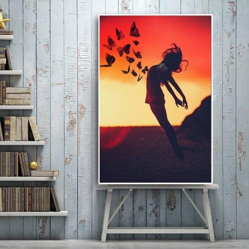 5D DIY Diamond Painting Embroidery Portrait Woman Diamond Cross Stitch Butterfly Sunset Square Diamond Mosaic Decoration Gift