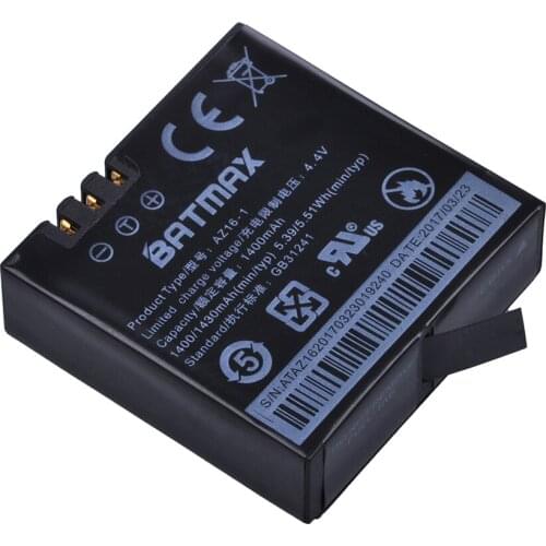 1pc Battery AZ16-1 Camera battery+LCD USB Dual Charger for Original Xiaomi YI lite 2 4K 4k for Xiao yi 4k Action Camera Battery