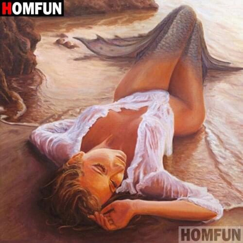 HOMFUN 5D DIY Diamond Painting Full Square/Round Drill "Cartoon mermaid" 3D Embroidery Cross Stitch gift Home Decor A00570