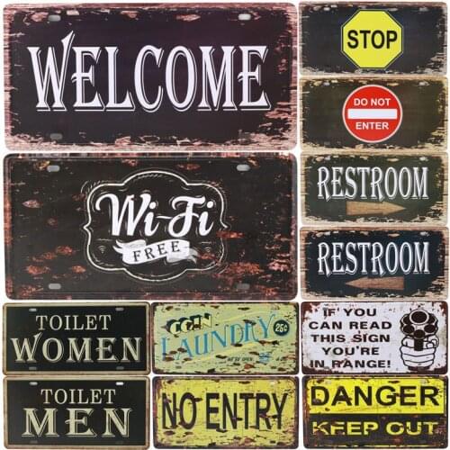 Free WIFI Cafe Art Vintage Tin Sign Bar Pub Up Metal Plate Poster Painting Wall Decor Tintin Signs Painting Retro Stickers C14