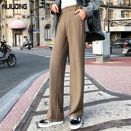 Plus Szie S-4XL Women Wide Leg Pants Autumn Winter Casual High Waist Suits Pants Female Office Ladies Long Trousers Pantlaton