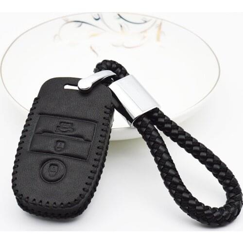 For Kia Ceed Rio K2 3 4 2017 K3 Picanto Sportage 3 2015 Sorento Genuine Leather Car Key Cover Case Key Ring Protection Shell Bag