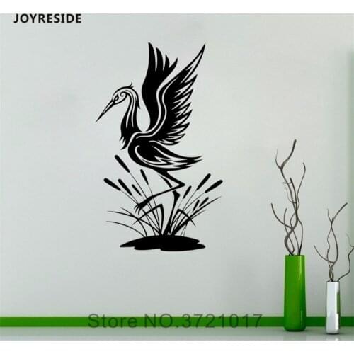 JOYRESIDE Heron Wall Birds Animal Decal Vinyl Sticker Decor Designs Office Home Bedroom Living Room Interior Dorm Murals A270