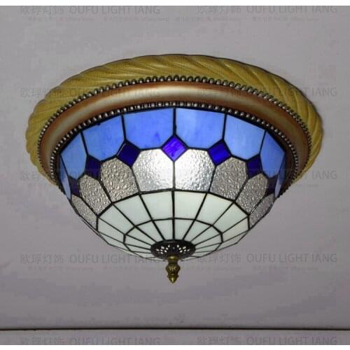 European Mediterranean blue diamond glass bedroom dining room lobby balcony corridor ceiling lamp