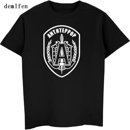 New Russian Special Force Alpha Group Anti Terror T-shirt Mens Casual O-neck T Shirt Summer Classic Male Fashion Cotton T-shirt