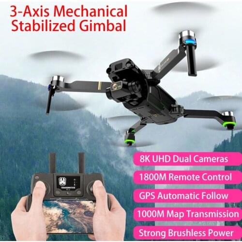 GPS Brushless 8K Aerial RC Drone 3-Axis Mechanical Gimbal 1000M Map Transmission 25Mins Flight 1800KM Remote Control Quadcopter
